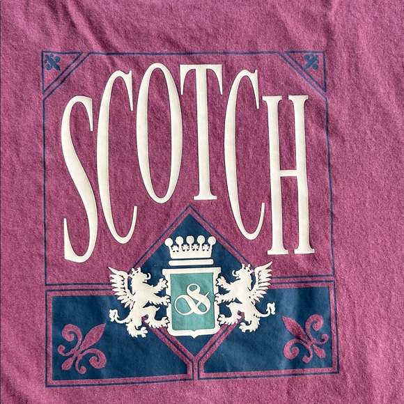 Scotch & Soda graphic T-Shirt men’s XL Burgundy short sleeve tee - Picture 4 of 6